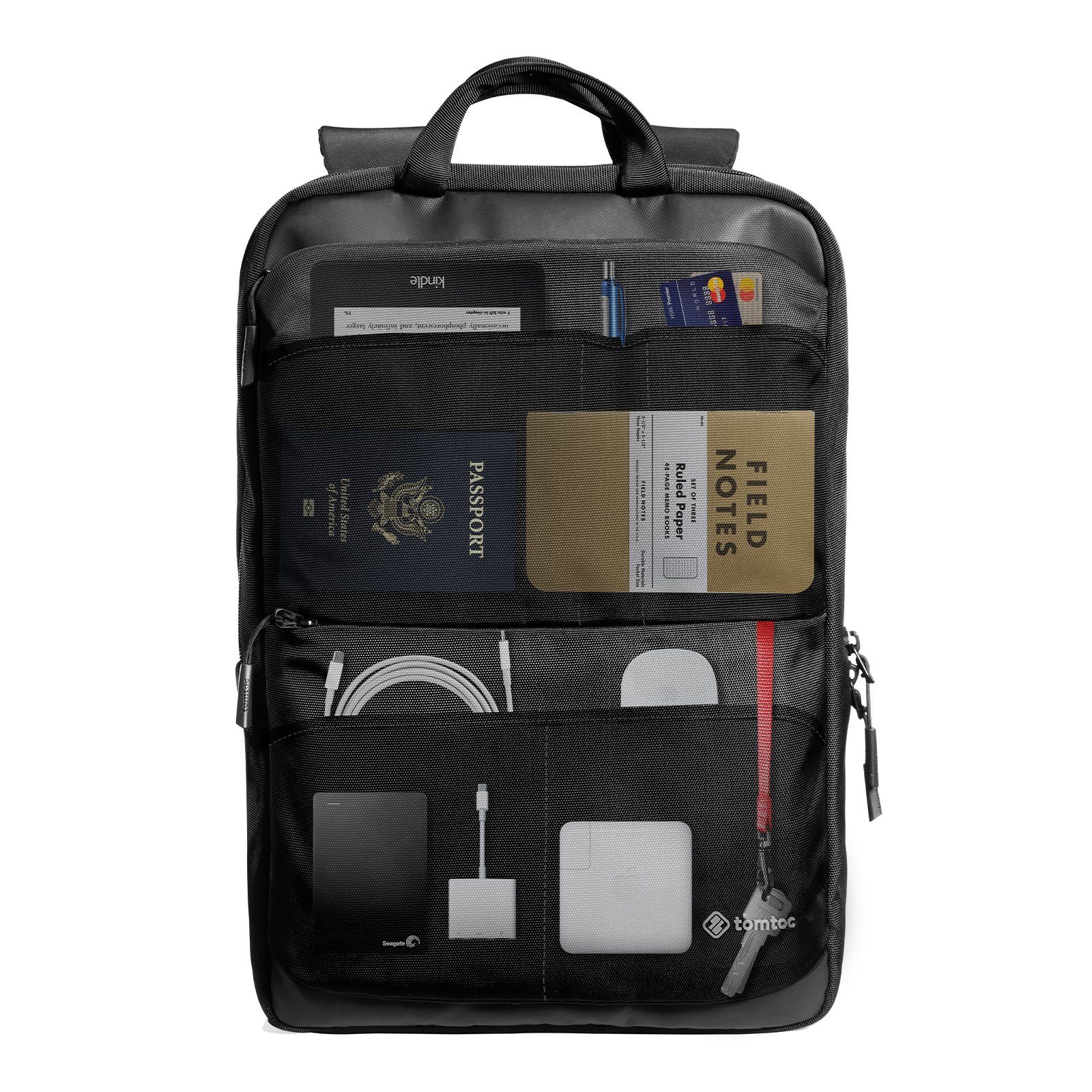 Eine Business, Zoll Handys Aufladen Laptoprucksack für Ihres 15,6 Büro, das Rucksack Laptop 22L, integrierte tomtoc Tagesrucksack ermöglicht PowerBank-Tasche