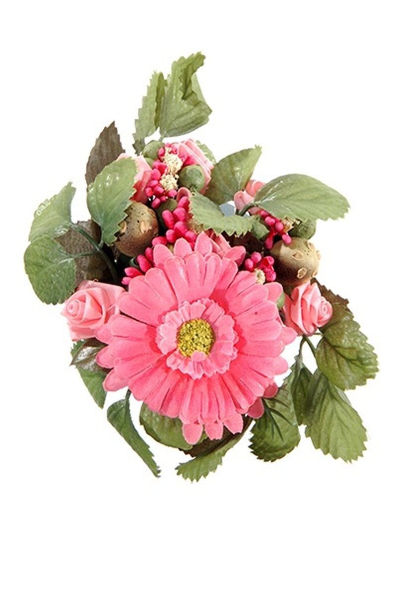 Kunstkranz Deko Kerzenkranz AMARINA mit Gerbera, Rose, pink-pink, Ø10cm, artplants