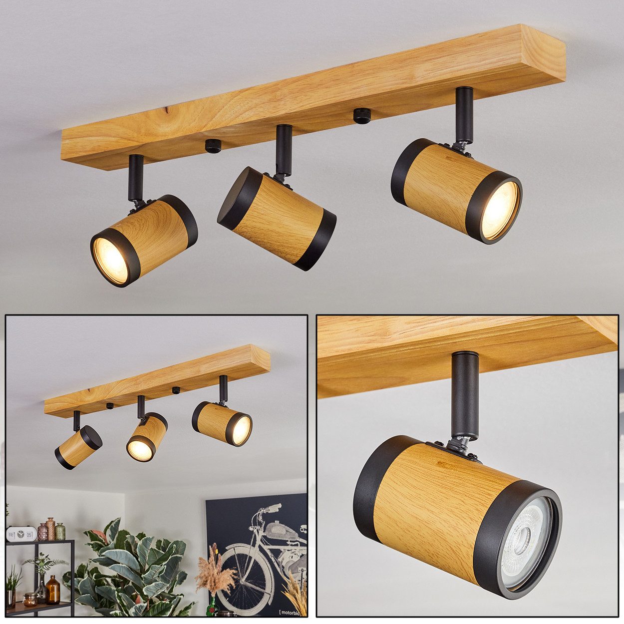 hofstein Deckenleuchte moderne Deckenlampe aus Holz/Metall günstig online kaufen