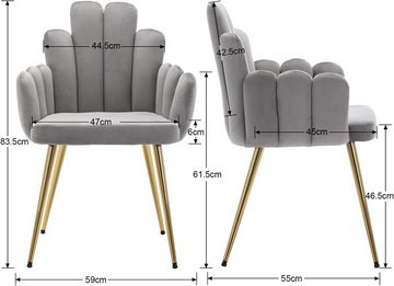 WAHSON OFFICE CHAIRS Esszimmerstuhl 2/4er Set, Samt Polsterstuhl Muschel Sessel Küchenstuhl für Wohnzimmer (2 St)