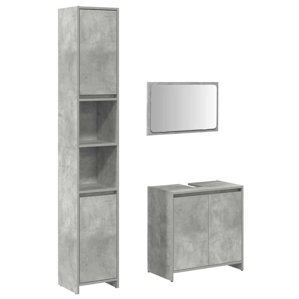 vidaXL Badezimmer-Set 3-tlg. Badmöbel-Set Betongrau Holzwerkstoff, günstig online kaufen