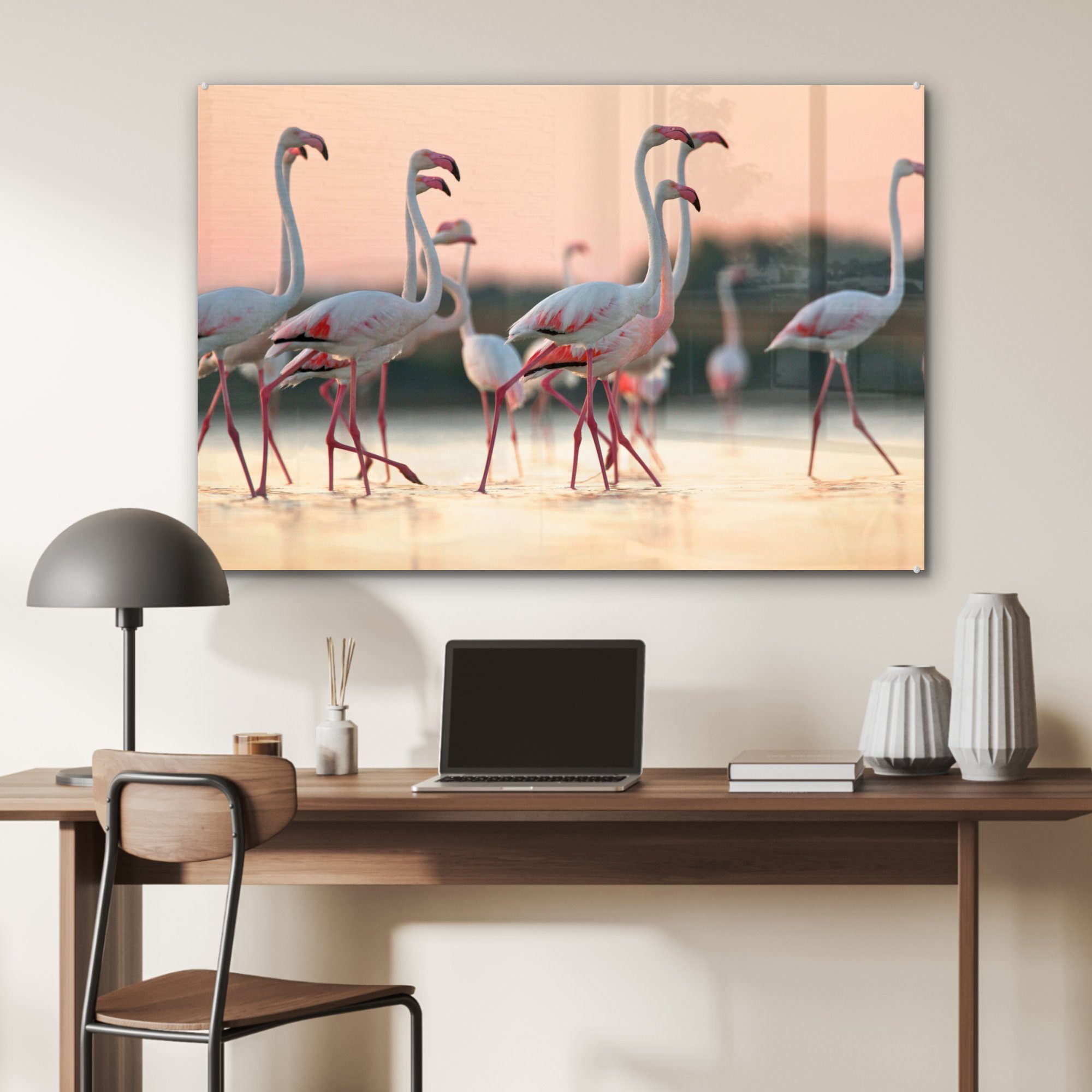 bei (1 & Flamingos St), Schlafzimmer Sonnenuntergang in Acrylglasbild Gruppe Acrylglasbilder Wohnzimmer von Italien, MuchoWow