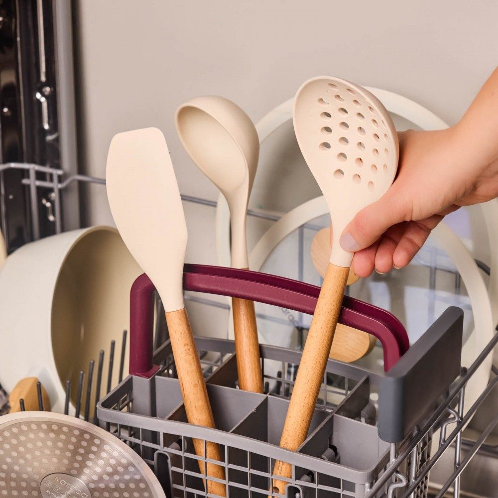 Karaca Topf-Set Swiss Crystal Almond Cream 12-teiliges Kochgeschirr Kochtopf Set, Bratpfanne Kochgeschirr Bratentopf Fleischtopf Stieltopf Pfanne