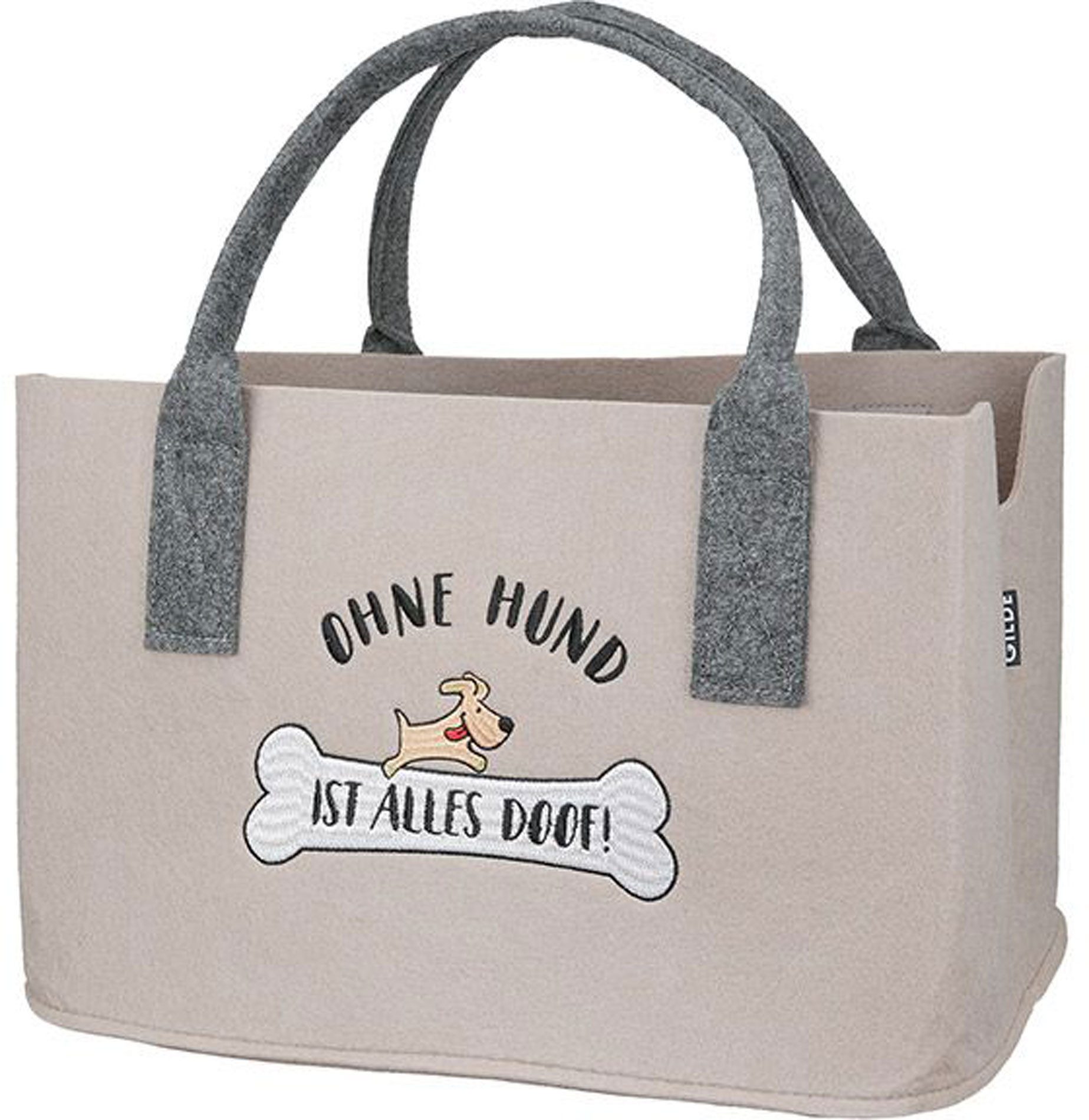GILDE Einkaufsshopper Filztasche Ohne Hund ist alles doof
