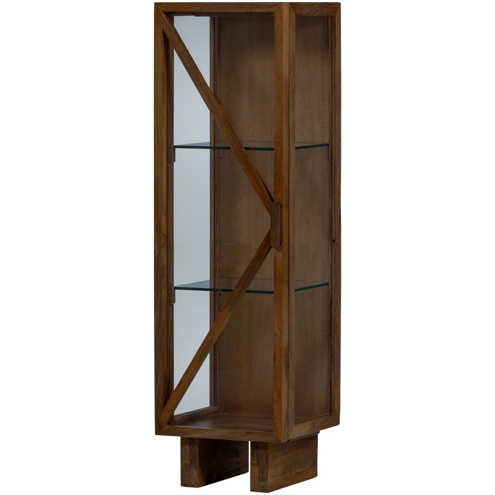 WOOOD Standvitrine Retro Vitrine Kella Mangolzholz