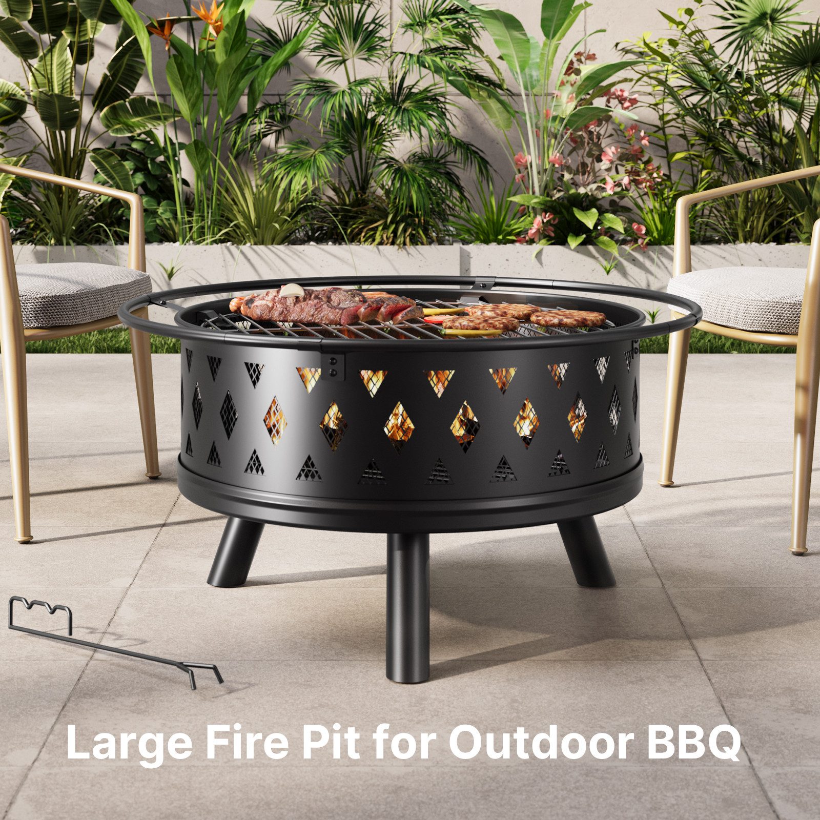 Bealife Feuerschale für den Garten,Feuerschale mit Funkenschutz,Wasserfeste günstig online kaufen