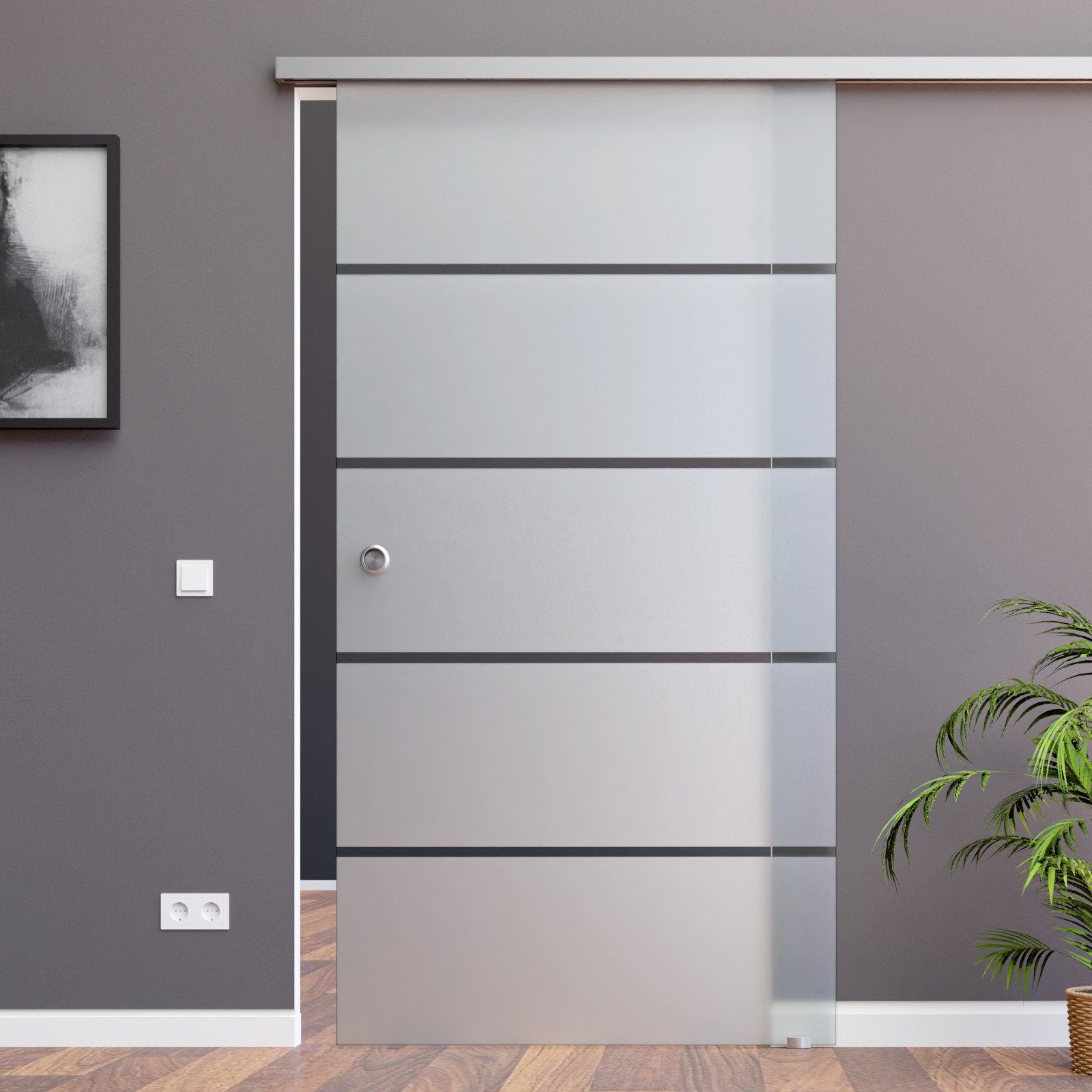 AMOD Glasschiebetür P1 (SlimLine, Komplett Set), mit Griffmuschel und SoftS günstig online kaufen