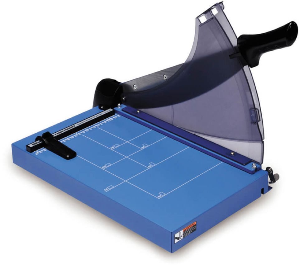 KW-triO Hebelschneidemaschine KWTRIO Hebelschneider 13040, Schneidelänge 360mm, Nachschleifbares Messer, transparenter Schutz, ergonomischer Griff