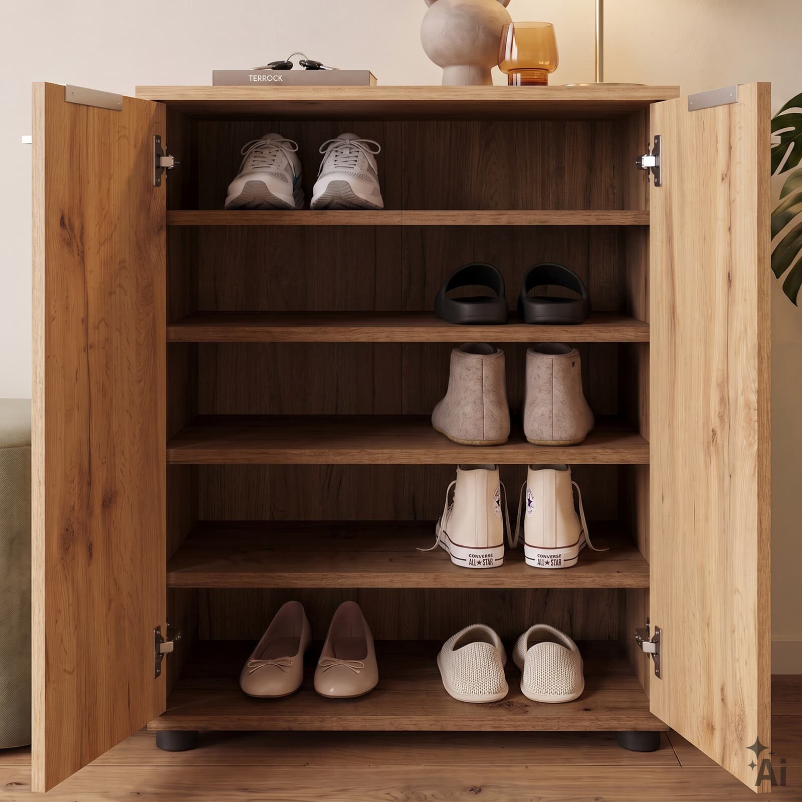 CARO-Möbel Schuhschrank LENNIS Schuhschrank Schuhkommode Aufbewahrung Flurkommode Diele Anrichte – Bild 3 von 5