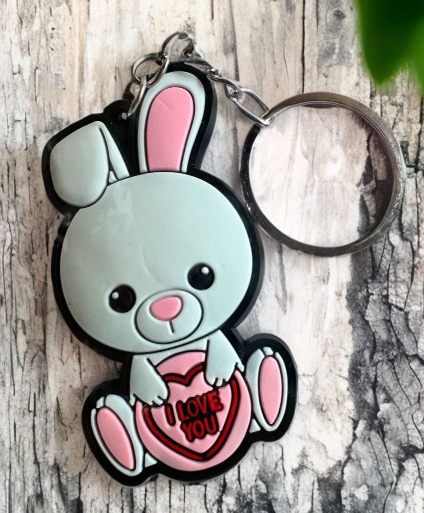 Whitehouse Leisure International Ltd Schlüsselanhänger Schlüsselanhänger Kinder Mini Anhänger keychain Love Hearts Hase, Schlüsselanhänger von Herzen ein Geschenk für Mädchen und Jungen 6 cm