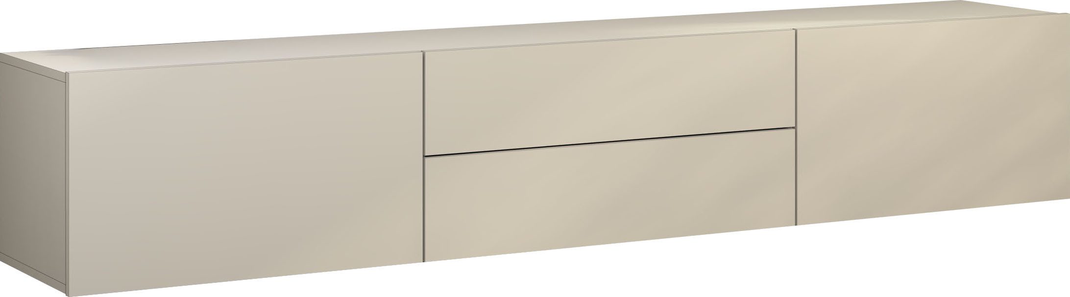 borchardt Möbel Lowboard Sophia, TV-Schrank Breite 200 cm, Breite 200 cm mit 2 Klappen und 2 Schubkästen, stehend und hängend