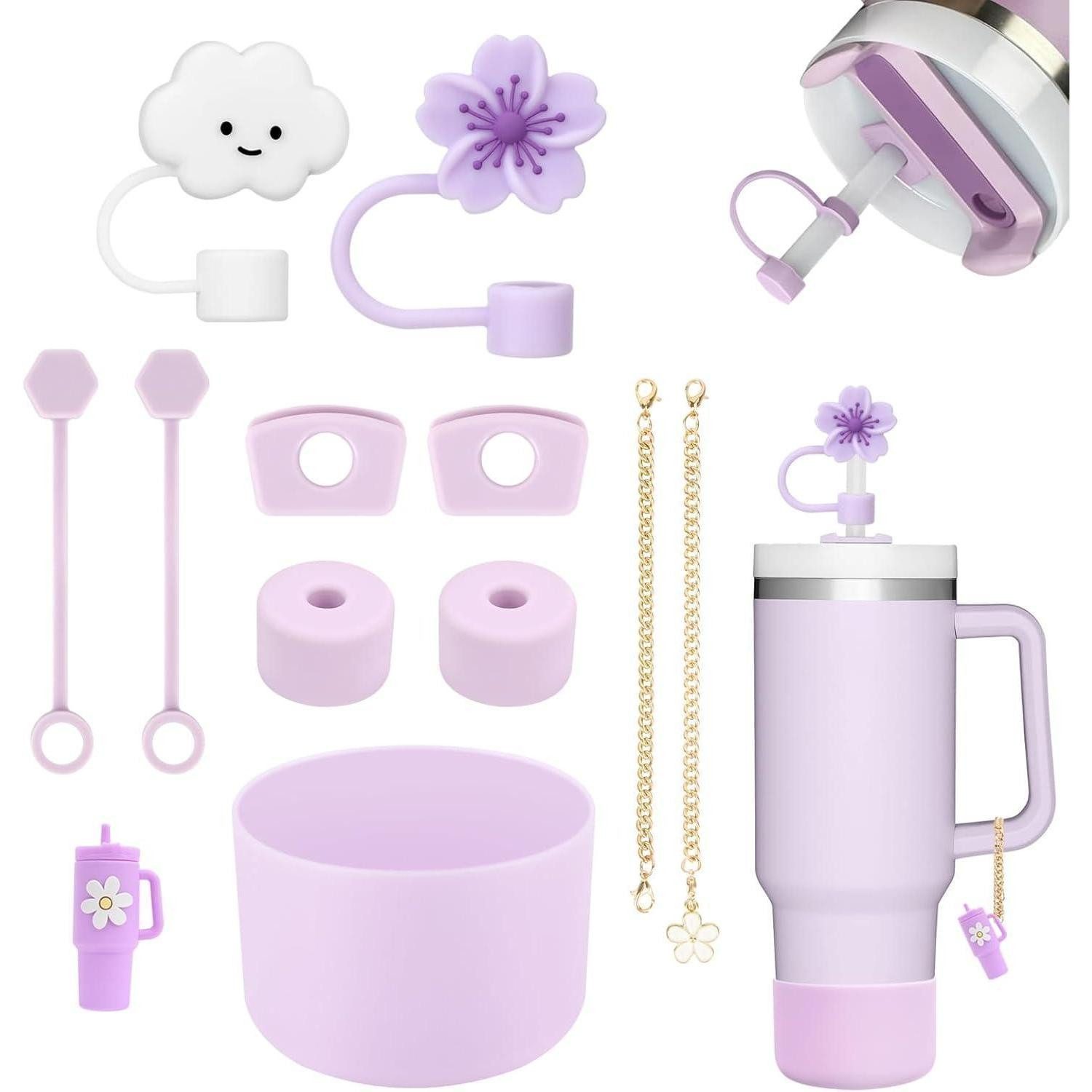 LuxusKollektion Flaschenverschluss 11tlg Zubehör Set für Stanley Cup Lila