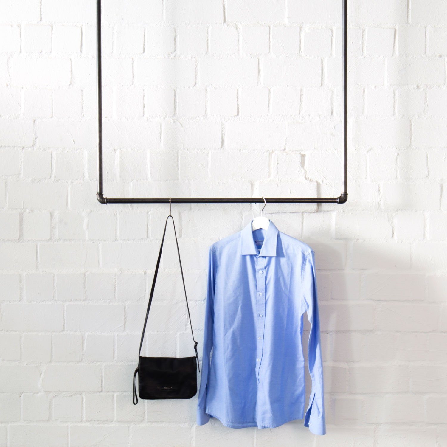 various - Industrial Design Möbel Kleiderstange Industrial Kleiderstange von der Decke SWING, schwarz Wunschgröße, Div. Breiten und Tiefen