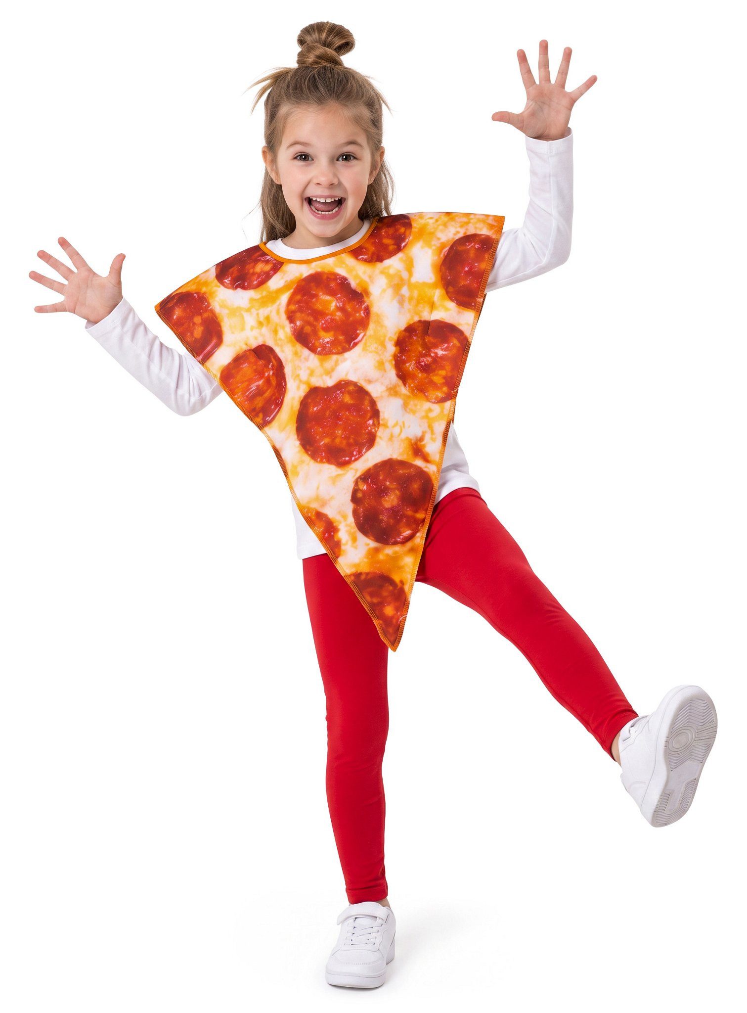 Maskworld Lebensmittel-Kostüm Pizza Stück - Karneval Faschingskostüm Kinder, Die Kleinen kriegen auch ein Stück: Pizza zum Anziehen