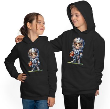 MyDesign24 Hoodie Kinder Kapuzen Sweatshirt - American Football Spieler Cartoon Kapuzensweater mit Aufdruck, i494