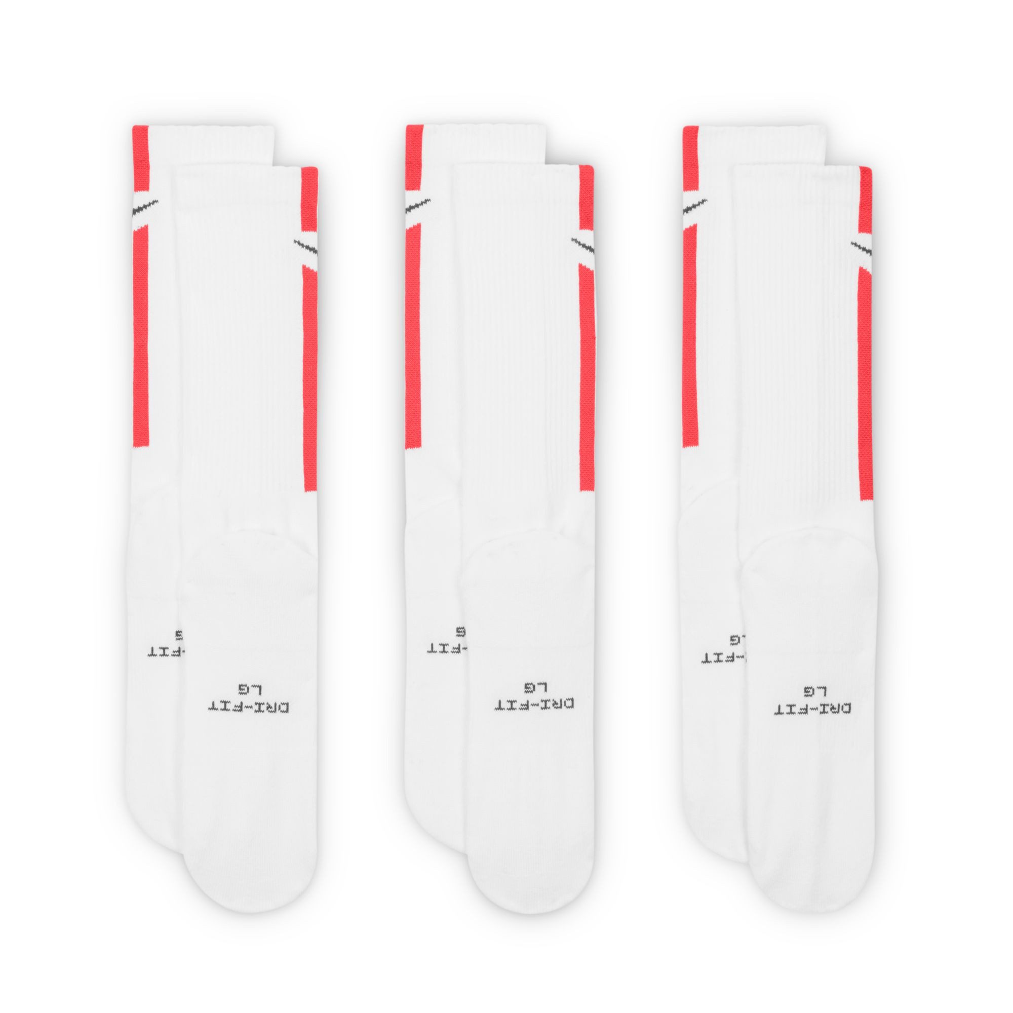 Nike Sportsocken U NK ED ELVD CRW 3P STRIPE 144 für sportliche Aktivitäten, sportlicher Stil, angenehmes Tragegefühl