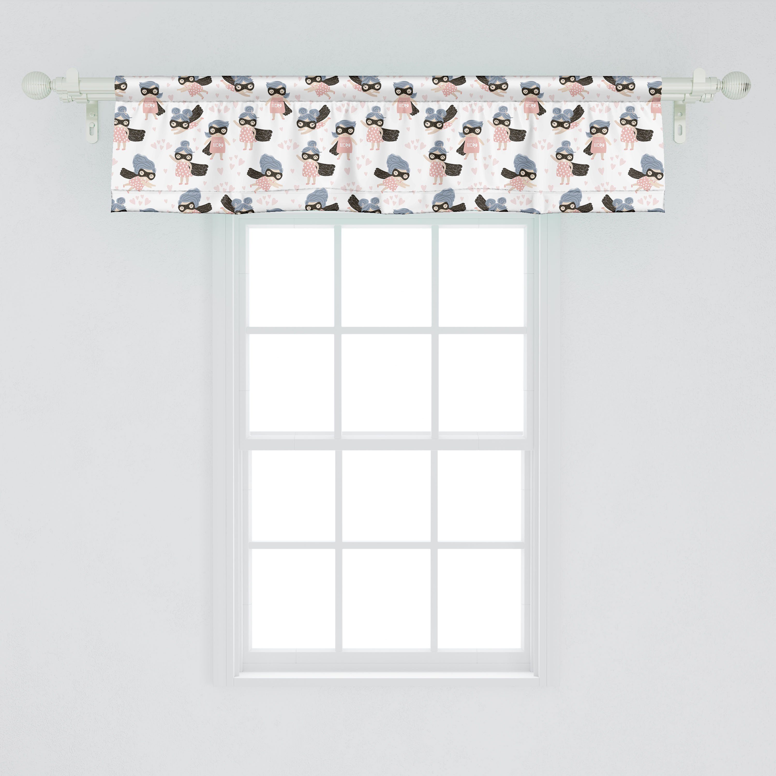 Scheibengardine Vorhang Volant für Küche Schlafzimmer Microfaser, Abakuhaus, Retro Stangentasche, Dekor Baby-Heroine mit