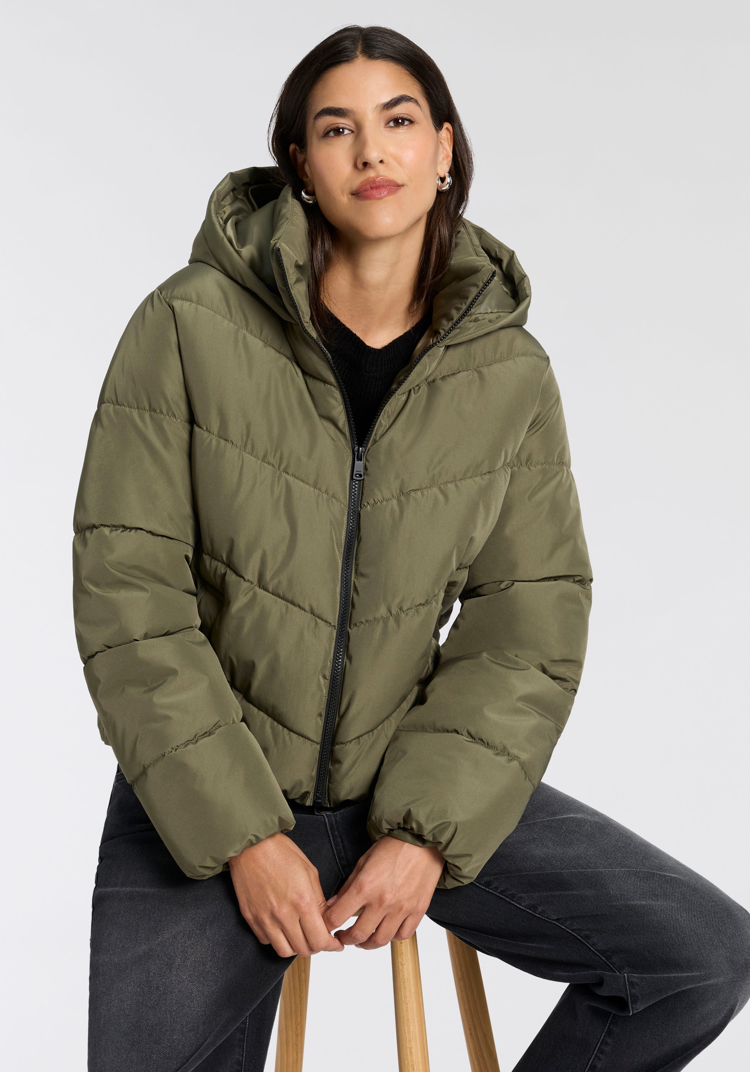 ONLY Steppjacke ONLCLARISA PUFFER HOOD JACKET CS OTW Kunstfaser, Steppware, Kapuze, elastische Bündchen