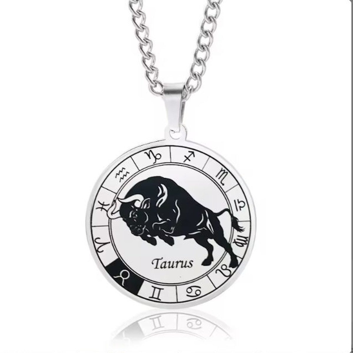 Kette mit Anhänger Halskette Edelstahl Sternzeichen Anhänger Silber modern