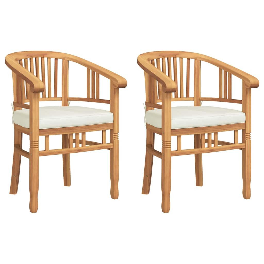 vidaXL Gartenstuhl Stuhl mit Kissen 2 pcs Braun 63 x 58 x 89 cm Massivholz (2 St)