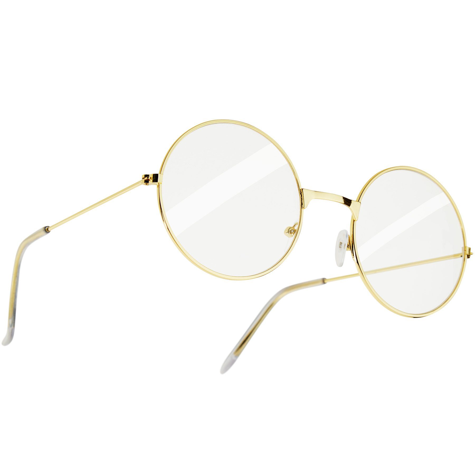 dressforfun Kostüm Runde Retrobrille mit goldenem Rahmen