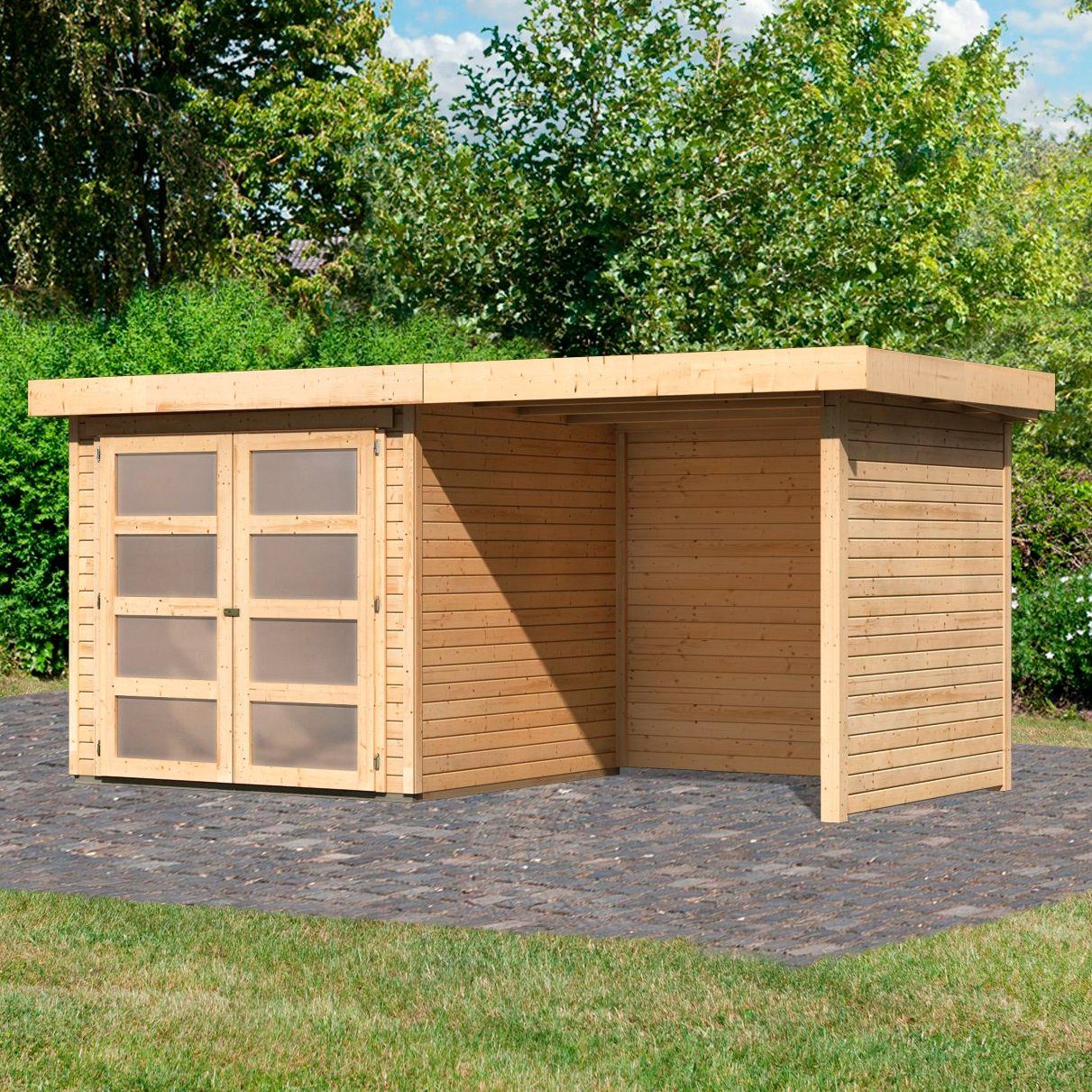 Karibu Gartenhaus Mühlendorf 2, BxT 467x238 cm, (Set), Mit großer