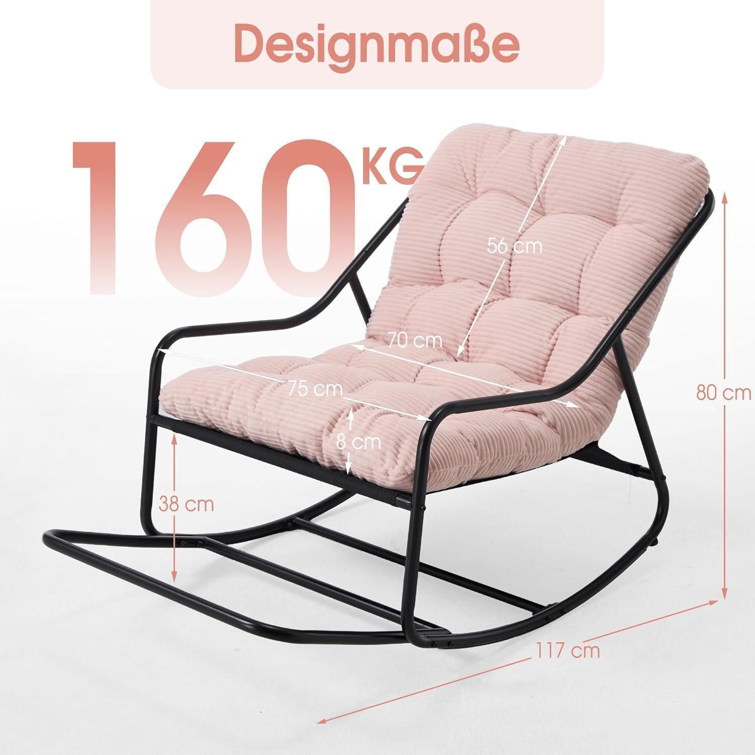 LuxusKollektion Schaukelsessel Schaukelstuhl Papasan Stahlrahmen 160kg pink Rosa