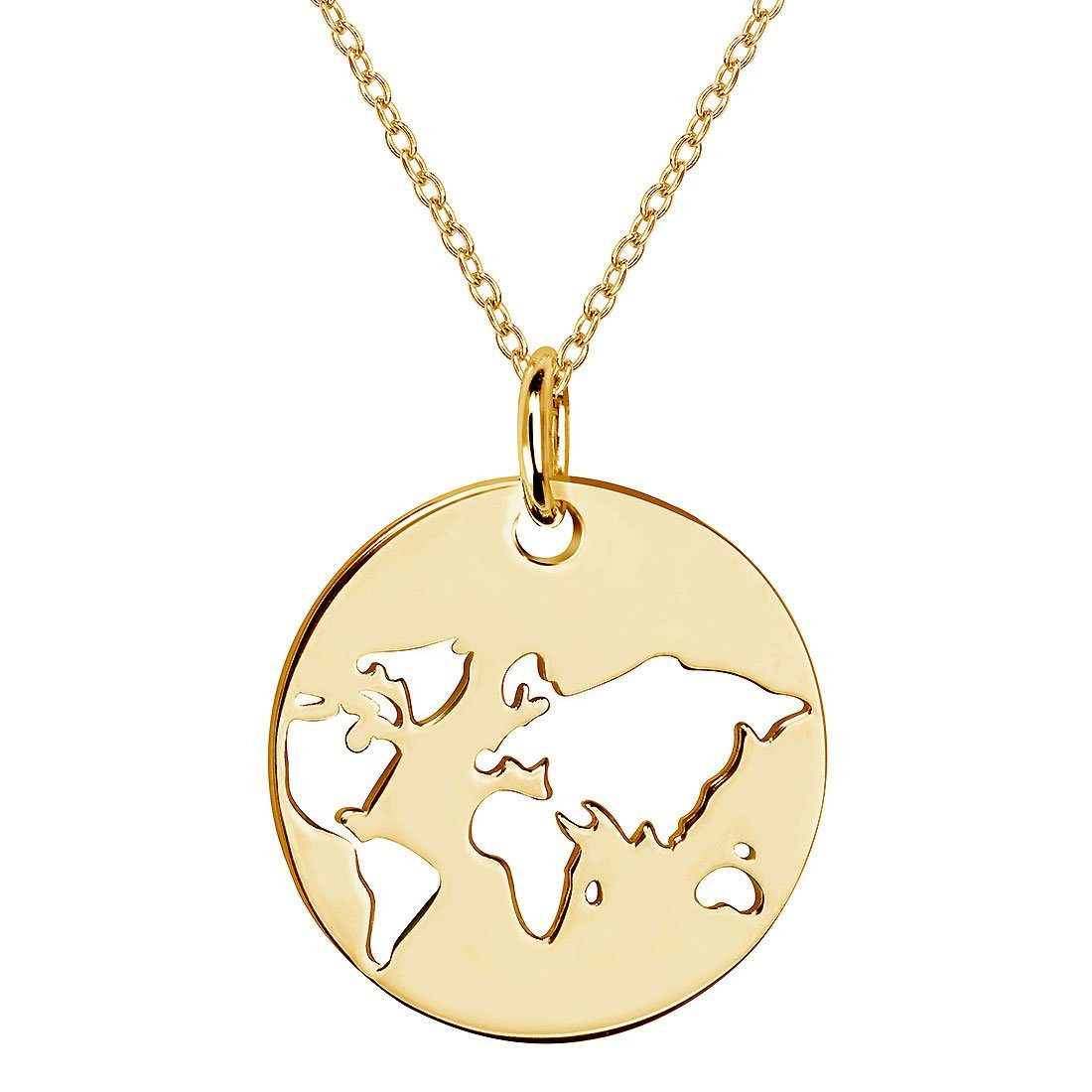Materia Kette mit Anhänger Weltkarte / Globus Gold KA-36, aus 925 Sterling günstig online kaufen