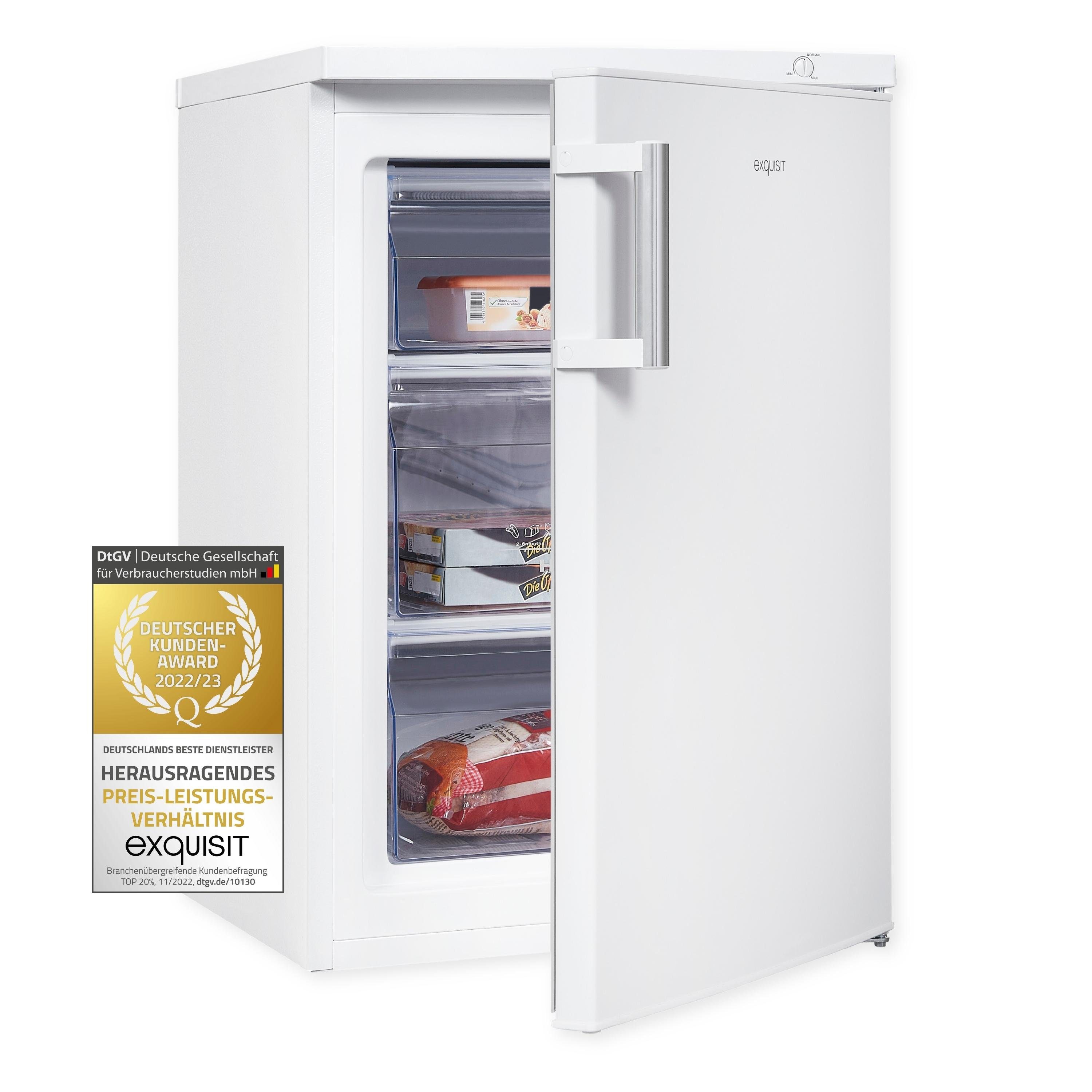 exquisit Gefrierschrank GS581-H-010D, kompakt und platzsparend