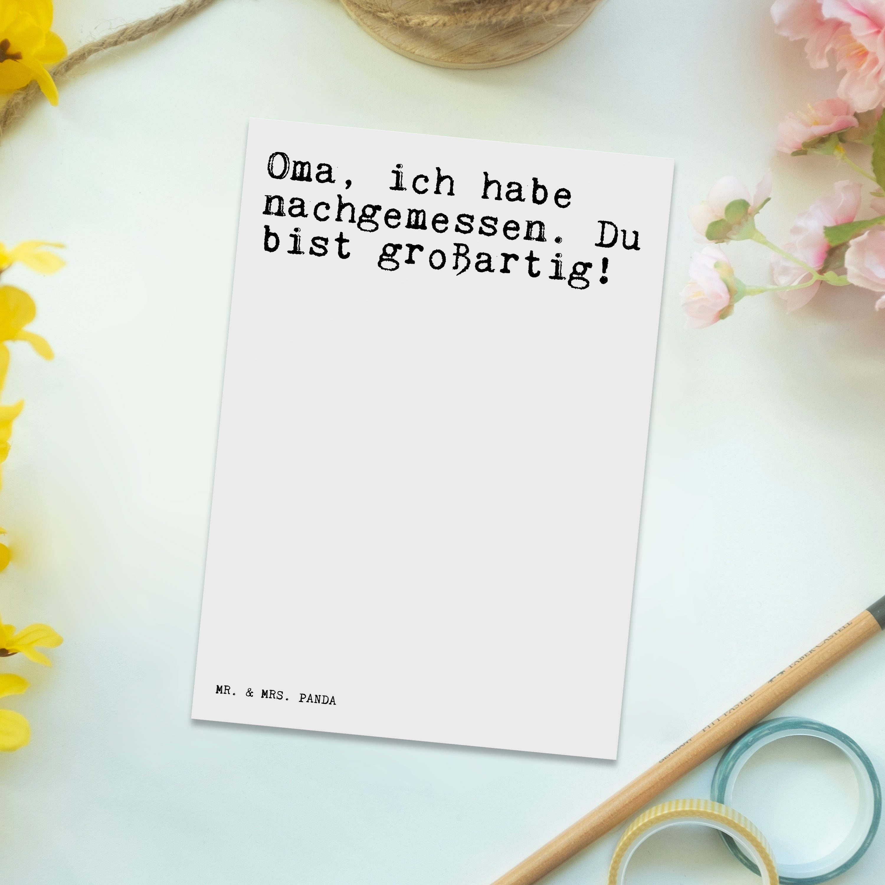 nachgemessen.... Enkelin, Weiß habe ich - & Mr. Mrs. Oma, E - Postkarte Geschenk, Geschenk Panda