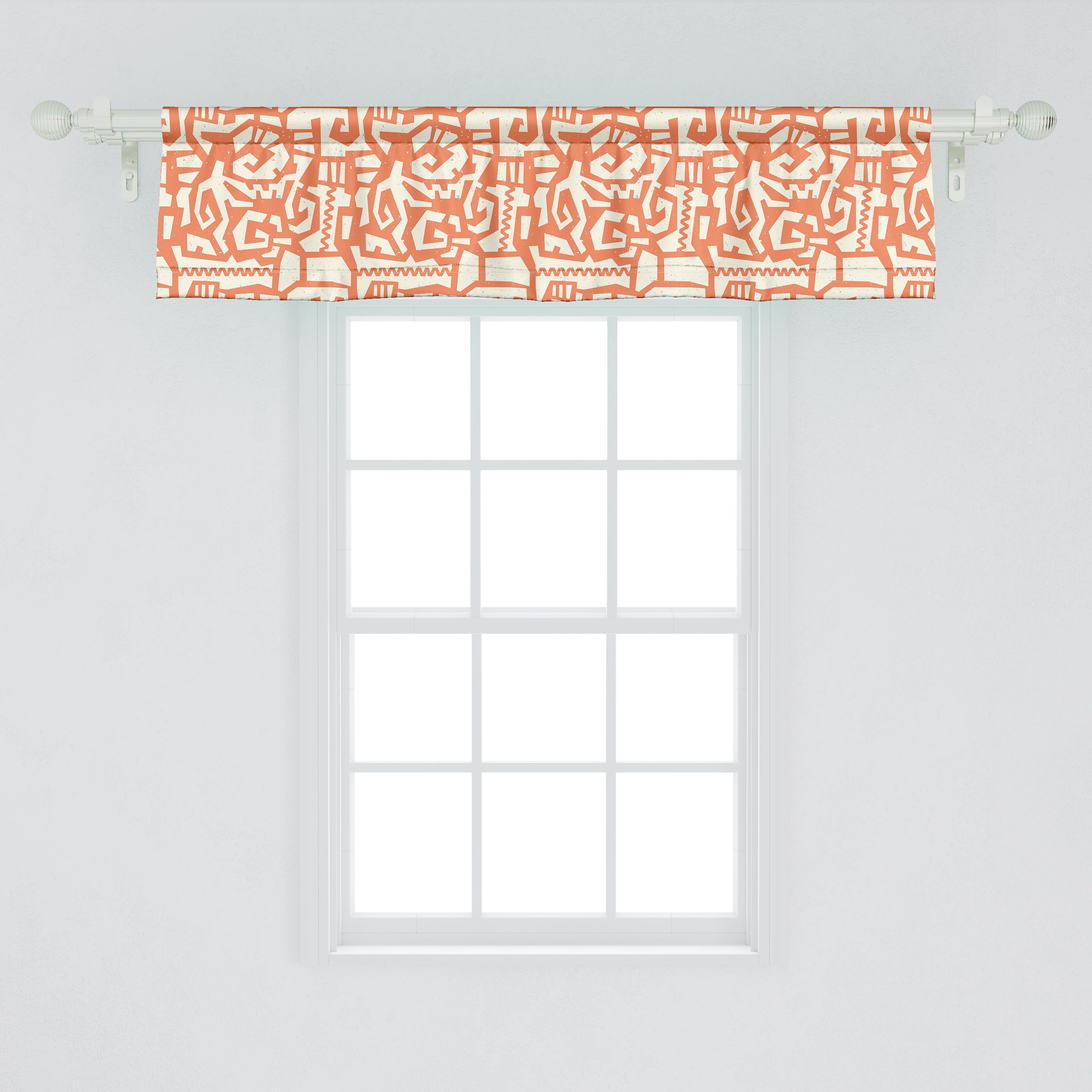 Scheibengardine Vorhang Volant für Küche Stangentasche, Schlafzimmer Tribal Dekor Stammes Abakuhaus, Vibes Microfaser, Abstrakt Quirky mit