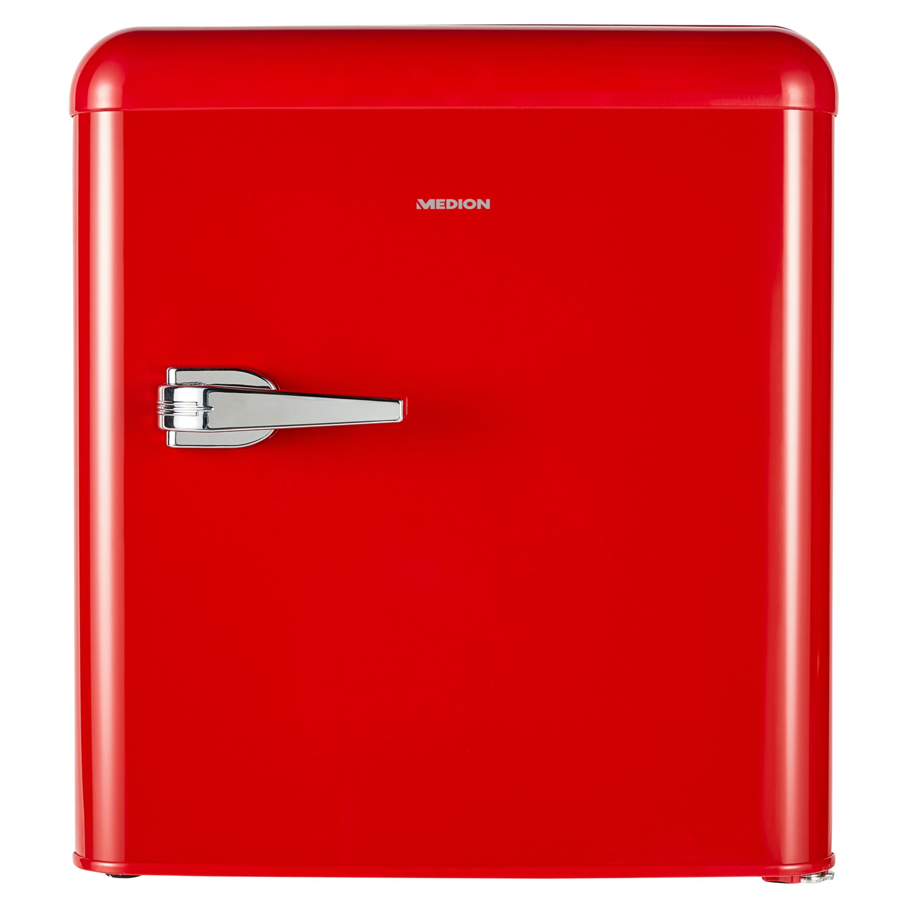 Medion® Kühlschrank MD 37171, 54 cm hoch, 48 cm breit, Retro Mini 42L / 41dB höhenverstellbare Füße F in rot