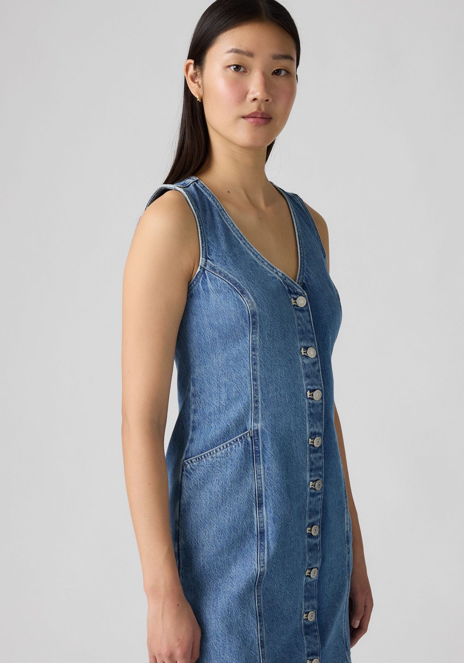 Levi's® Jeanskleid VIANNA VEST DRESS mit V-Ausschnitt, Slim Fit, ärmellos