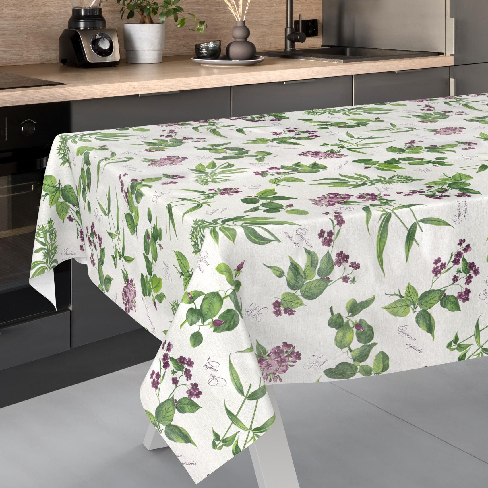 ANRO Tischdecke Feldblumen abwaschbar Wachstuch pflegeleicht wasserabweisend (Einzelstück 1-tlg), Schmutzabweisend Landhaus Grün Breite 140cm Gartentischdecke