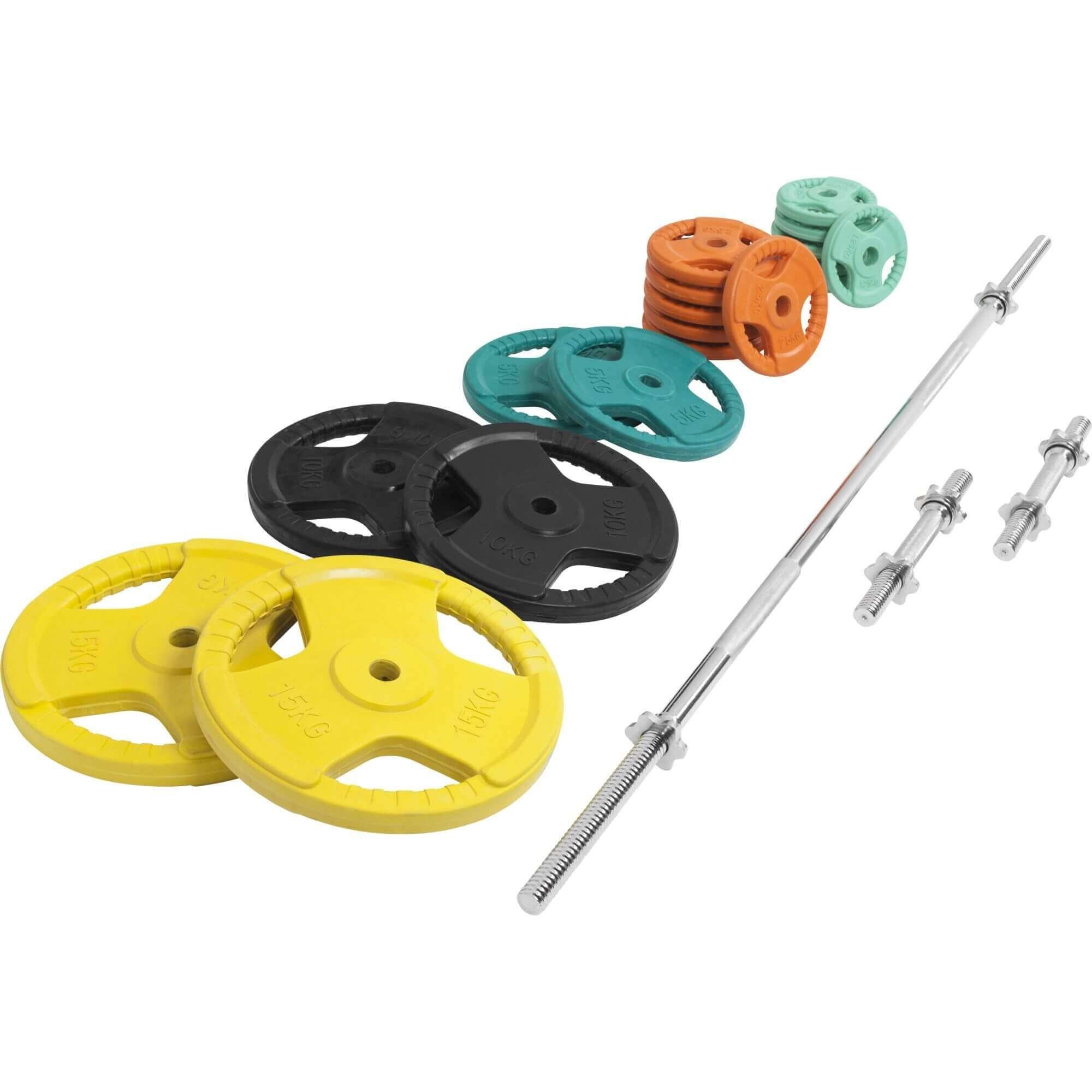 GORILLA SPORTS Hantel-Set Langhantelset Gummi Gripper 100 kg