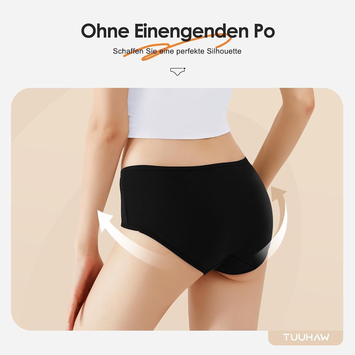 LuxusKollektion Panty Damen Unterhosen 6er Pack Baumwolle Panties XXL schwarz