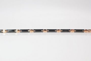 ELLAWIL Armband Gliederarmband Edelstahl- Keramikarmband Handgelenkkette Damenarmband (aus schwarzer Keramik mit rosegoldfarbener Edelstahl, Armbandlänge 19,5 cm, Breite 6 mm x 3 mm), inklusive Geschenkschachtel