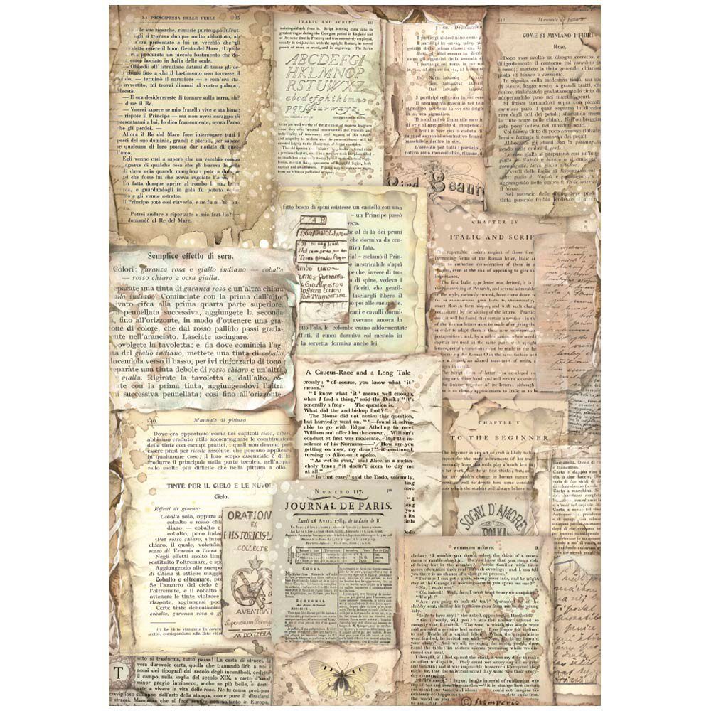 Stamperia Seidenpapier Motiv-Strohseide Vintage Library Book Pages, DIN A4