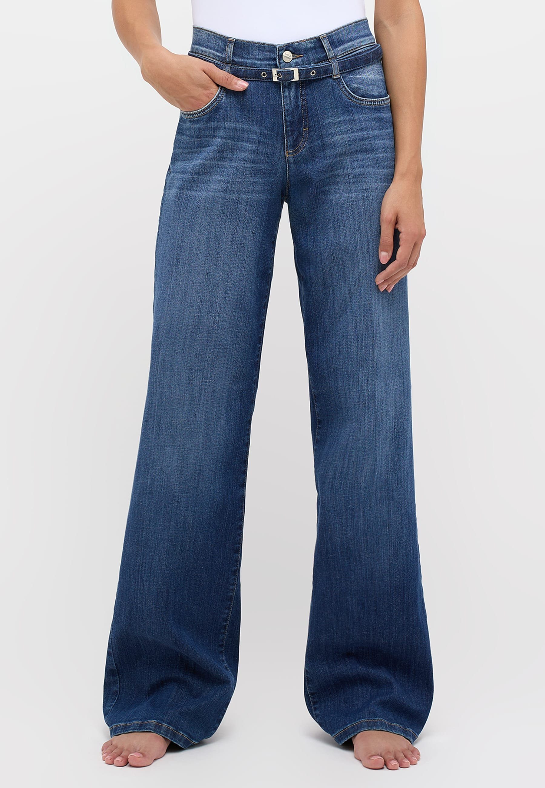 Relax-fit-Jeans mit Liz ANGELS Gürtel Jeans mit Belt Reißverschluss