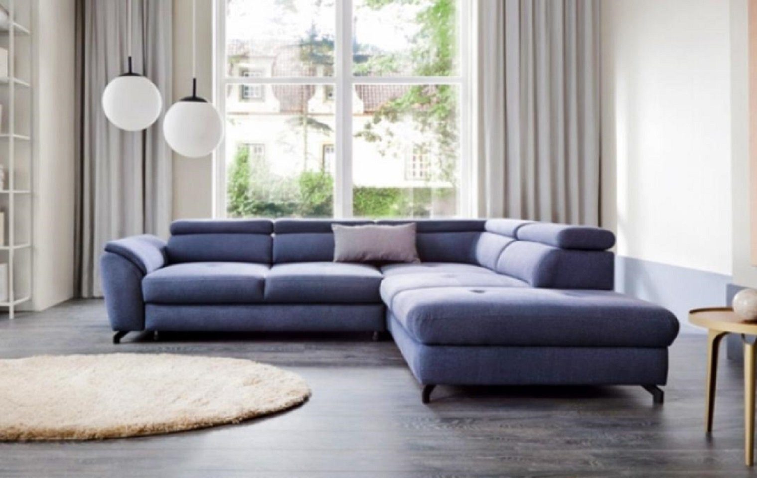 JVmoebel Ecksofa Design Modern Sofa Ecksofa L Form Couch Blau Polster, 2 Teile, mit Relaxfunktion