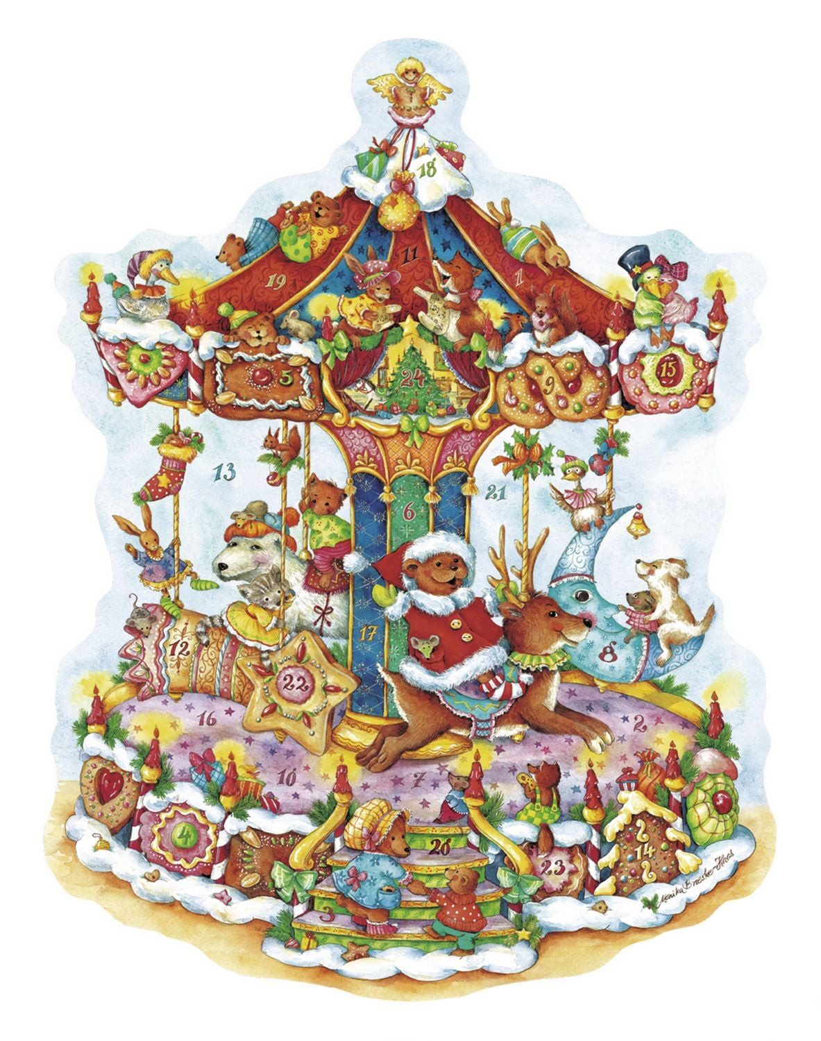 Korsch Verlag Wandkalender Adventskalender ""Weihnachtskarussell""