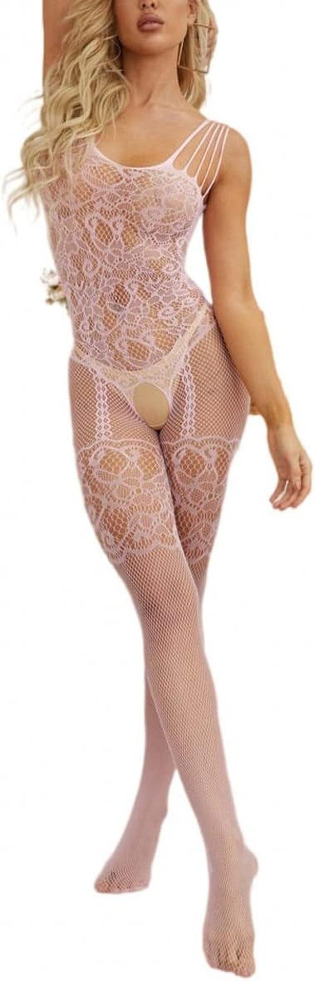 YRIIOMO Set: Ouvert-BH Sexy Damen mit Trägern und Netzstrümpfen, ohne Unterhose,Valentinstagsgeschenk, Einheitsgröße.