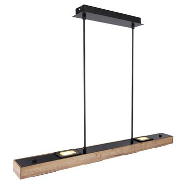 etc-shop LED Pendelleuchte, LED-Leuchtmittel fest verbaut, Warmweiß, Pendelleuchte Holz lang Holzlampe hängend Hängeleuchte Glas satiniert