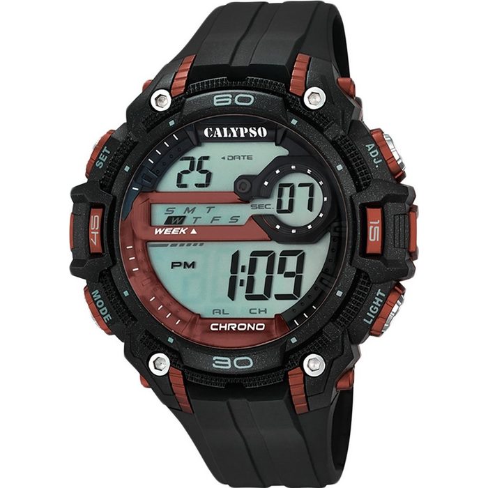 CALYPSO WATCHES Digitaluhr Calypso Herren Uhr K5690/5 Kunststoff PUR (Armbanduhr) Herren Armbanduhr rund PURarmband schwarz Sport