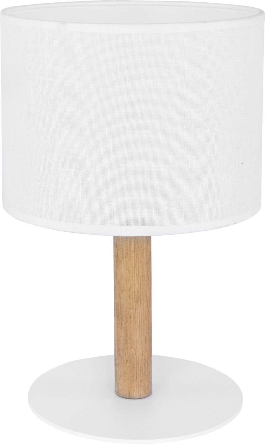 Licht-Erlebnisse Nachttischlampe SEYA, ohne Leuchtmittel, Tischlampe Weiß  Stoff Holz 35 cm Modern E27 Nachttischlampe