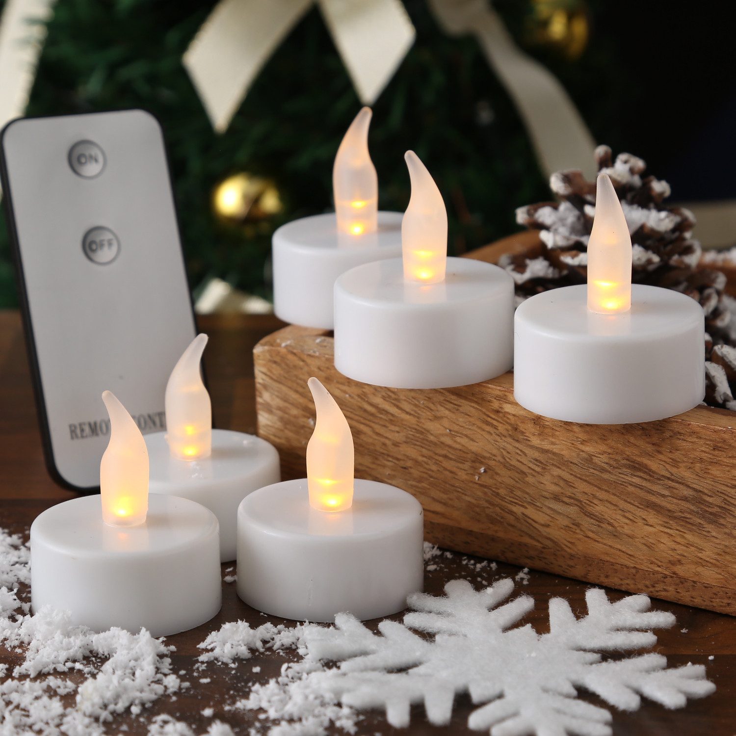 MARELIDA LED-Teelicht LED Teelichter mit Fernbedienung und Batterien D: 3,8cm weiß 6 Stück, warmweiß (2100K bis 3000K) – Bild 3 von 5
