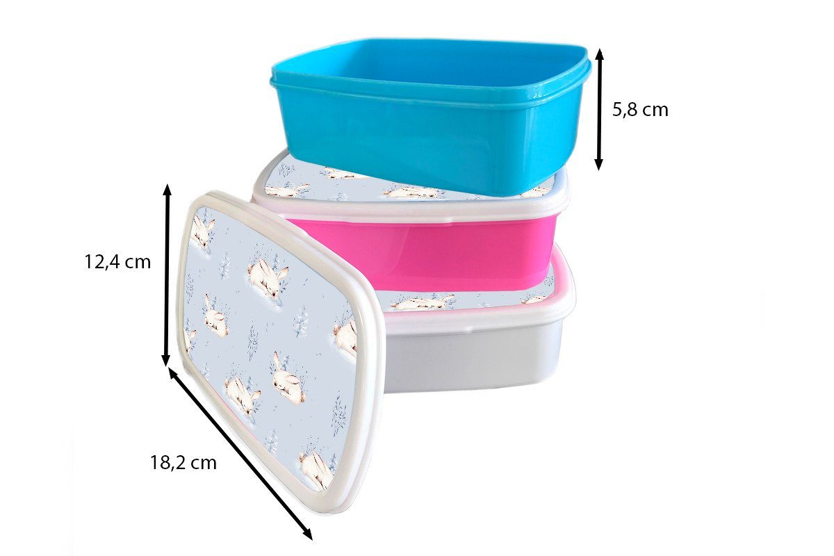 - Kaninchen Brotdose (2-tlg), Muster, Kunststoff Winter Brotbox MuchoWow Snackbox, rosa für Kunststoff, Kinder, Lunchbox Mädchen, - Erwachsene,