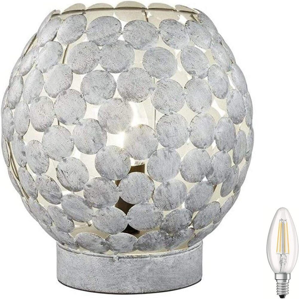 Lichthandel Hoch LED Tischleuchte Tischleuchte Retro Vintage Kugelleuchte Schnurschalter incl. LED, LED wechselbar, warmweiß, Retro