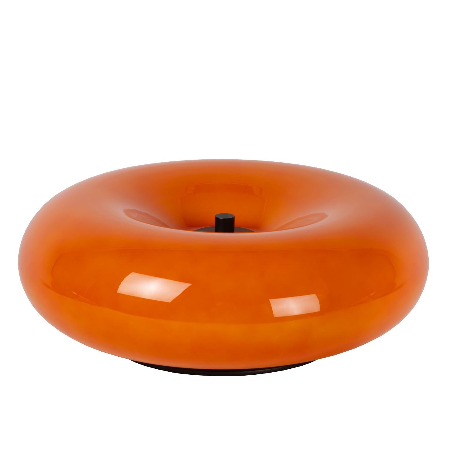 Licht-Erlebnisse Tischleuchte ZARIN, ohne Leuchtmittel, Glas Metall Ø 295 cm rund 10.6 cm hoch Schwarz Orange G9 3-flammig