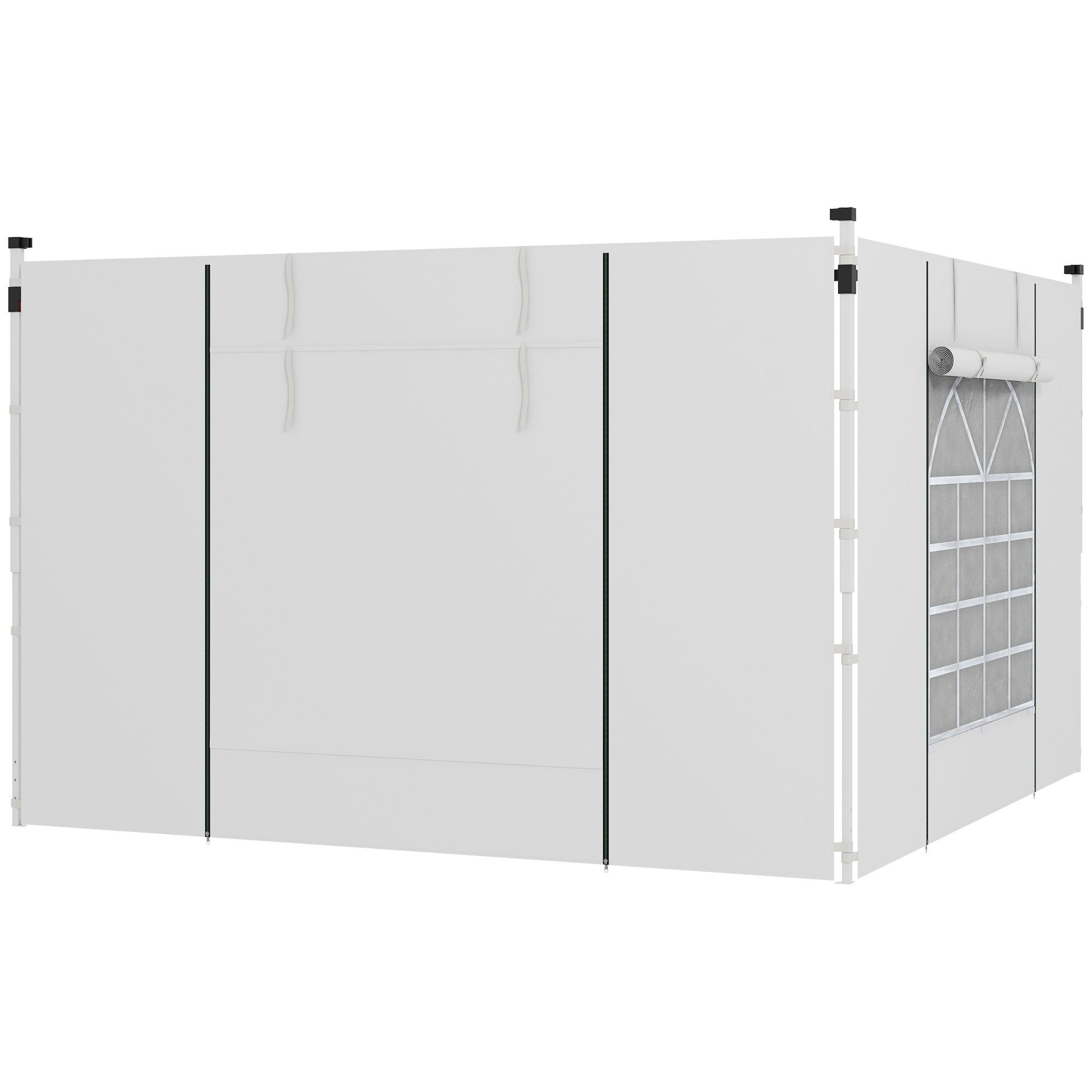 Outsunny Pavillonseitenteil Seitenplanen mit Fenster, Tür, 295x195 cm, für 3x6m oder 3x3m Pavillons) Faltplane, [2-St. Ersatzwände, für Partyzelt, Oxford, Weiß